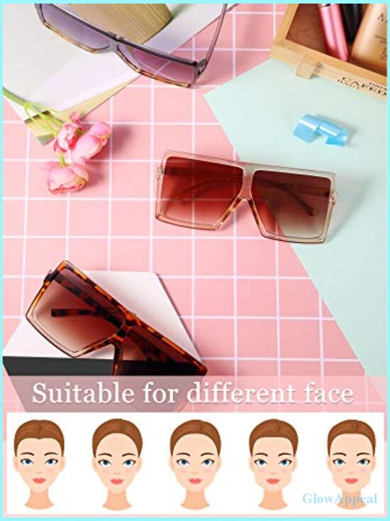 6 Pack Oversized Square Sunglasses Fashion Shades for Women